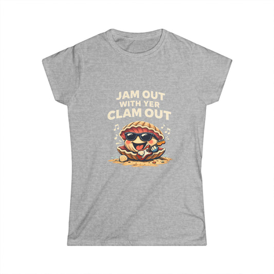 Jam Out With Yer Clam Out T-Shirt — Cute Cartoon Clam Music Tee for Women