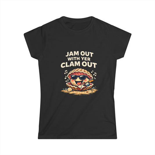 Jam Out With Yer Clam Out T-Shirt — Cute Cartoon Clam Music Tee for Women